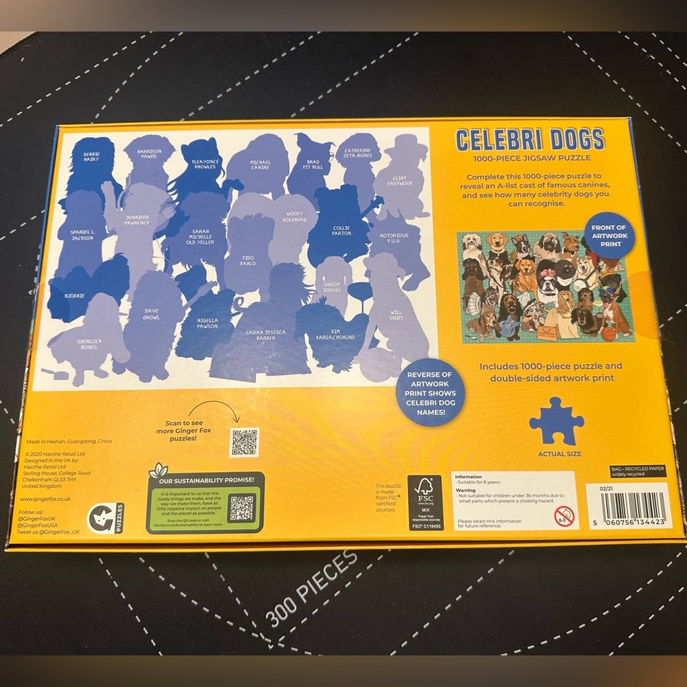 Celebri Dogs Puzzle 1,000 Pieces - Picture 8 of 8